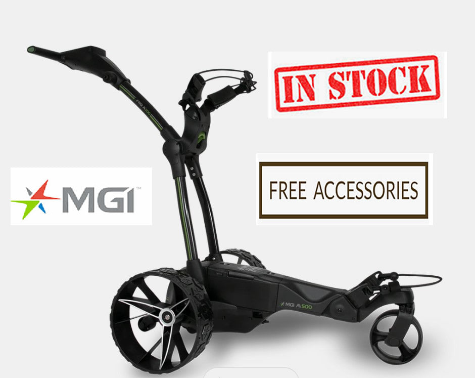 MGI Zip X5 Electric Golf Trolley Free Accessories Bundle Motogolf