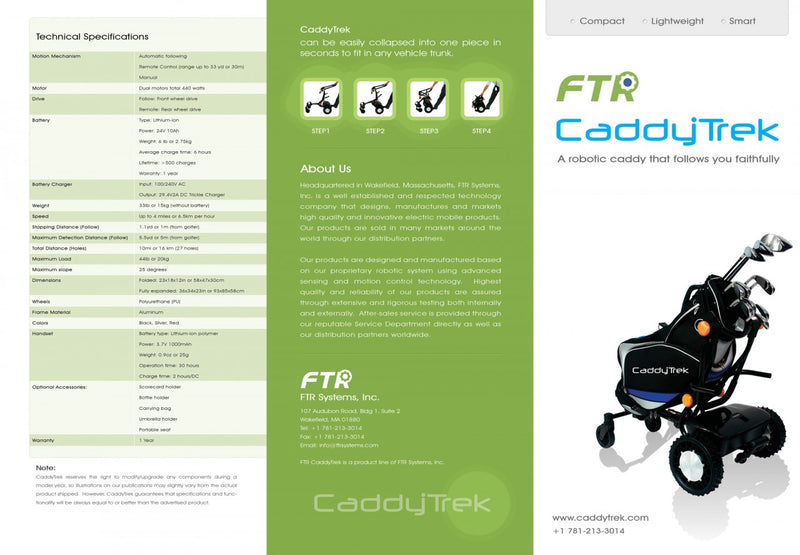 FTR Caddytrek CT2000R2 Follow/Remote Control Golf Caddy
